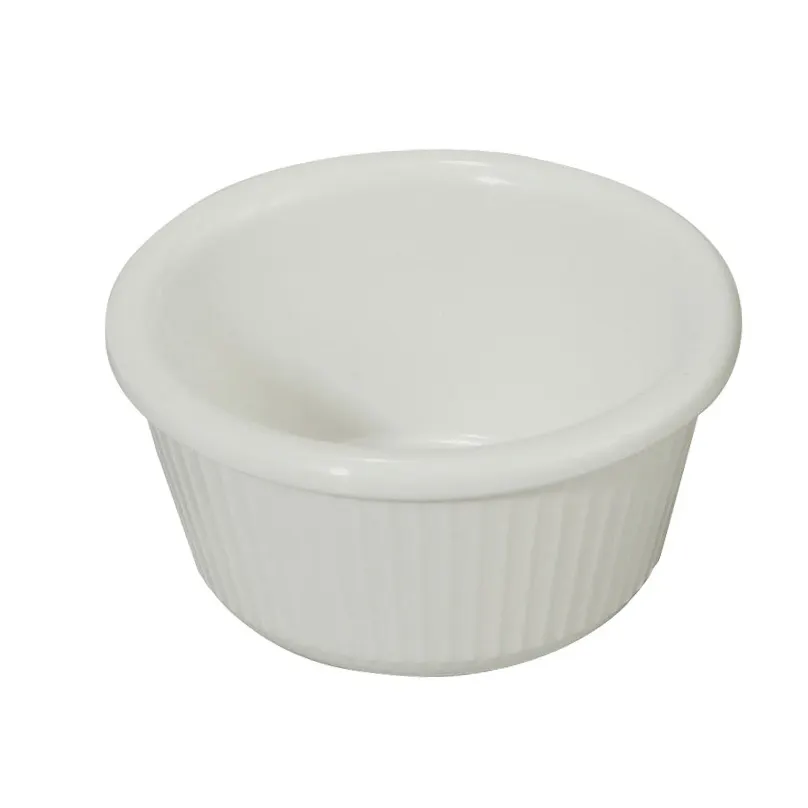 Winco RFM-3W 3-oz Fluted White Melamine Ramekin, Heat-Resistant to 212°F, Dishwasher-Safe - 1 Dozen