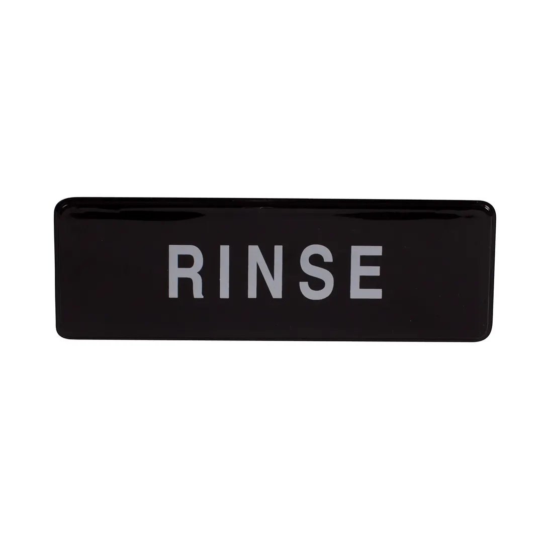 Winco SGN-327 Rinse Sign - White Imprint on Black, 9" x 3"