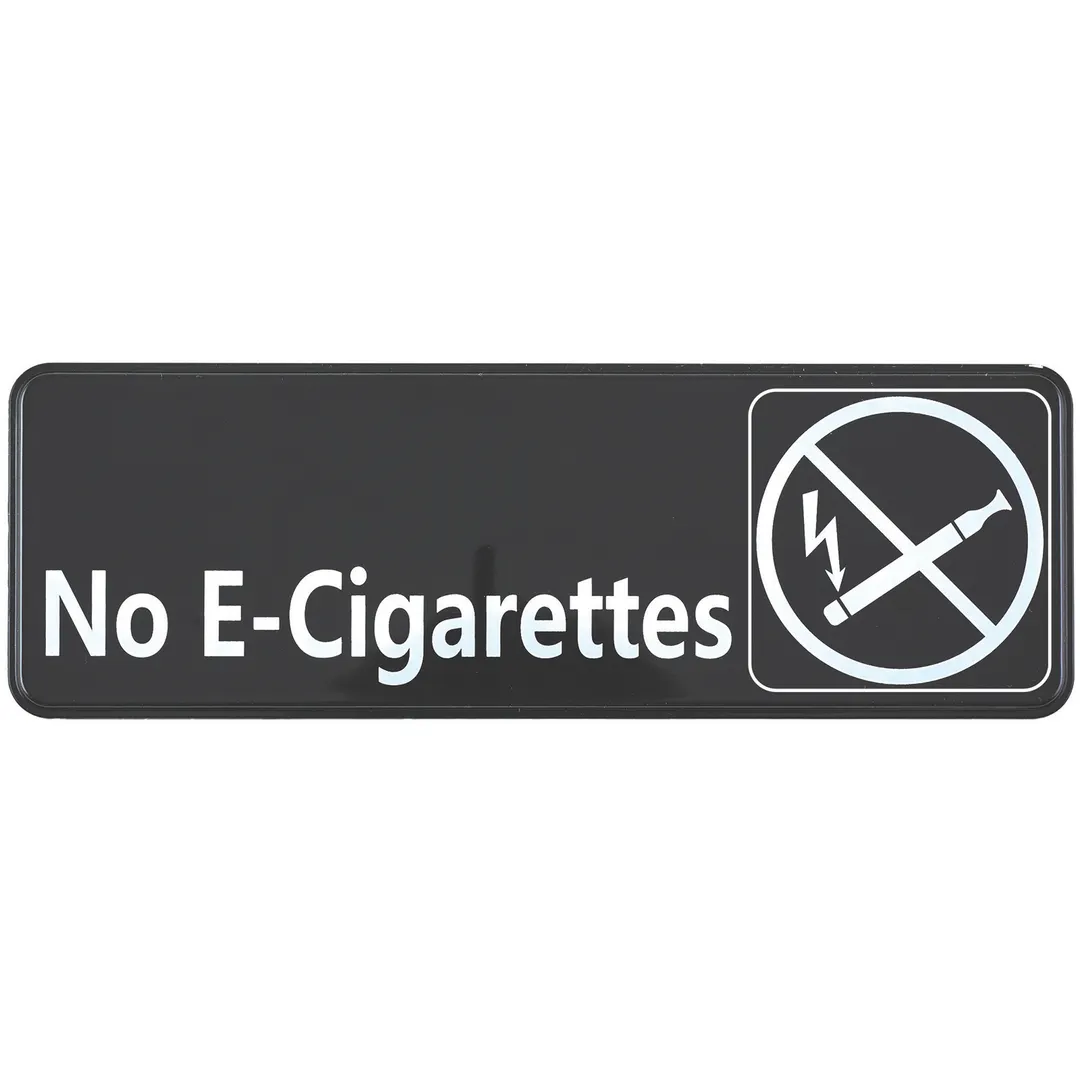 Winco SGN-335 No E-Cigarettes Sign - Black and White, 9" x 3" w/ Symbol