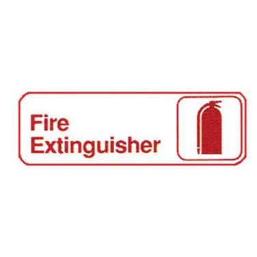 Winco SGN-382W Fire Extinguisher Sign - Red and White, 9" x 3"