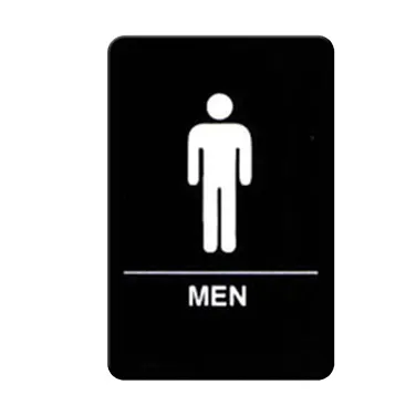 Winco SGNB-605 6" x 9" Men Wall Sign with Braille, White Imprint on Black