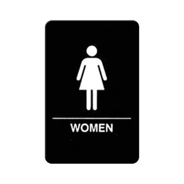 Winco SGNB-606 6" x 9" Women Wall Sign with Braille, White Imprint on Black