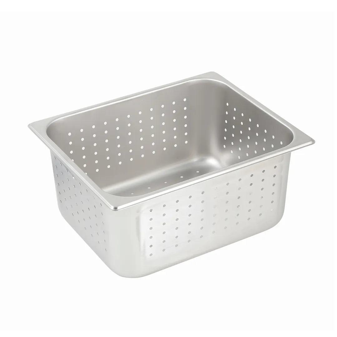 Winco SPHP6 6" Deep 1/2 Size Standard Weight Perforated Stainless Steel Steam Table / Hotel Pan 
