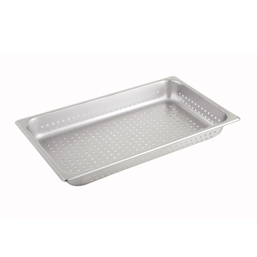 Winco SPJH-104PF 22 Gauge 4" Full Size Stainless Steel Perforated Steam Table Pan 