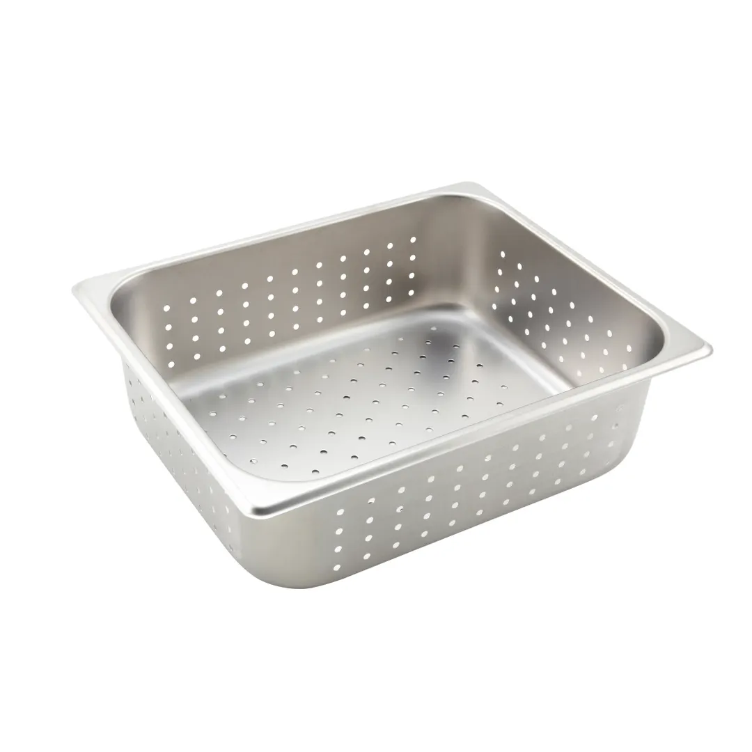 Winco SPJH-204PF 22 Gauge 4" 1/2 Size Stainless Steel Perforated Steam Table Pan