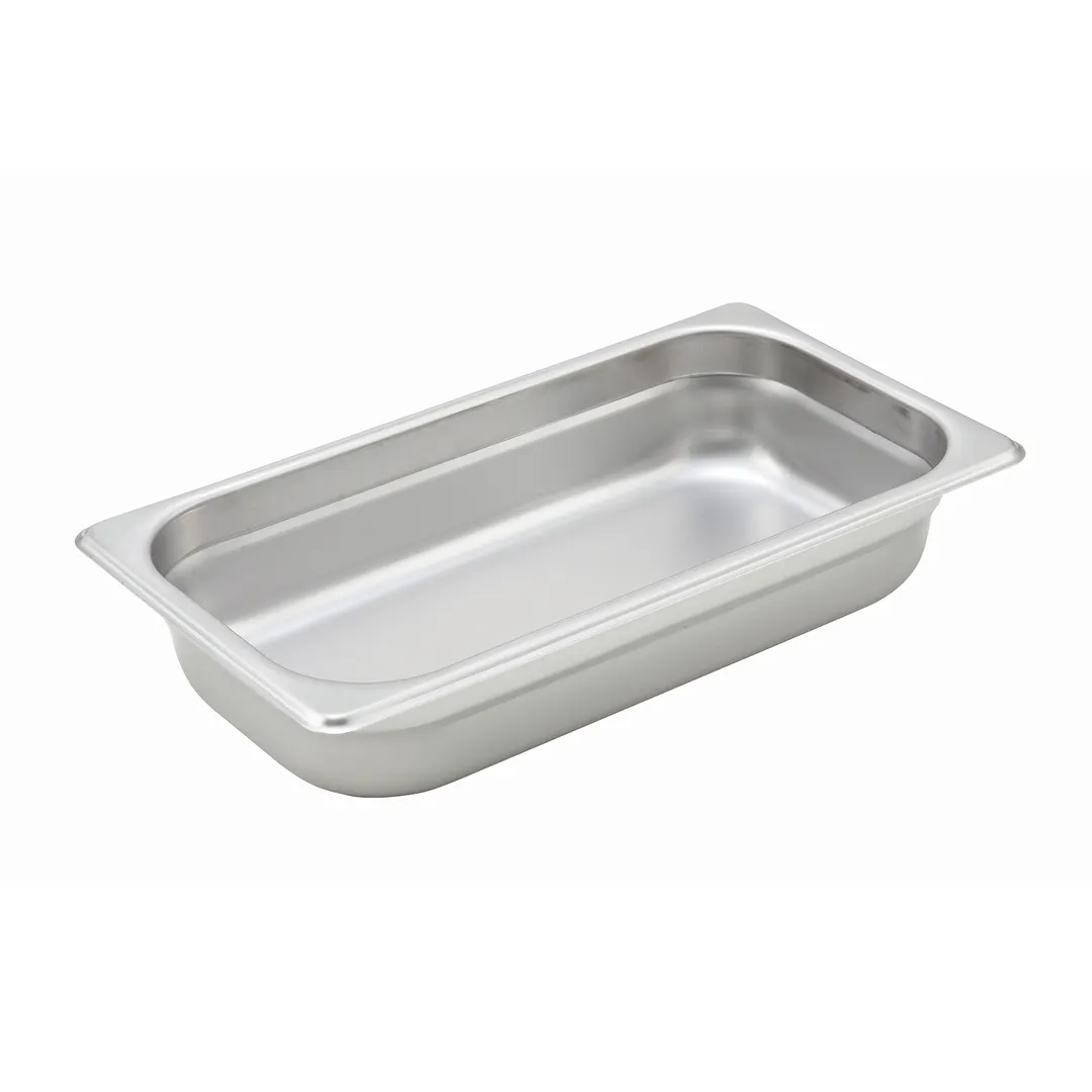 Winco SPJH-302 2 1/2" Deep 1/3 Size Standard Weight Anti-Jam Stainless Steel Steam Table Pan 