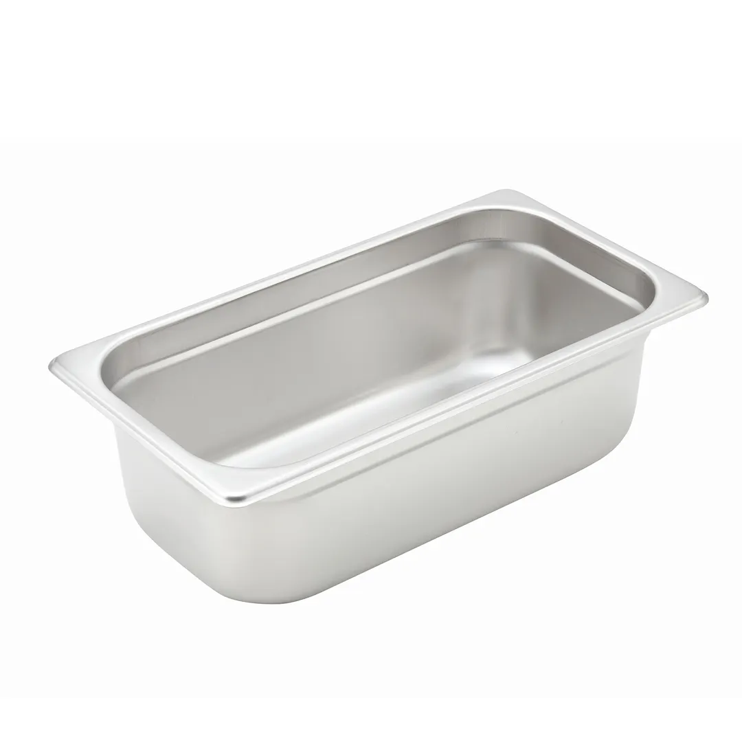 Winco SPJH-304  4" Deep 1/3 Size Standard Weight Anti-Jam Stainless Steel Steam Table Pan 