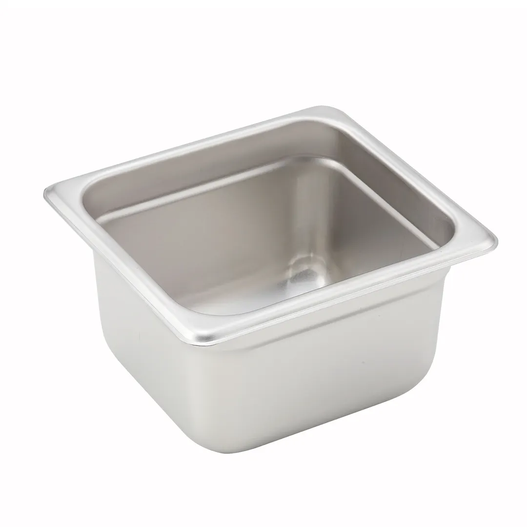 Winco SPJH-604 4" Deep 1/6 Size Standard Weight Anti-Jam Stainless Steel Steam Table Pan  