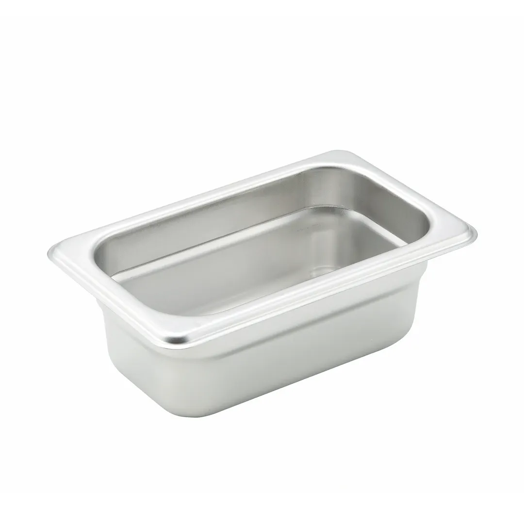 Winco SPJH-902 2 1/2" Deep 1/9 Size Standard Weight Anti-Jam Stainless Steel Steam Table Pan