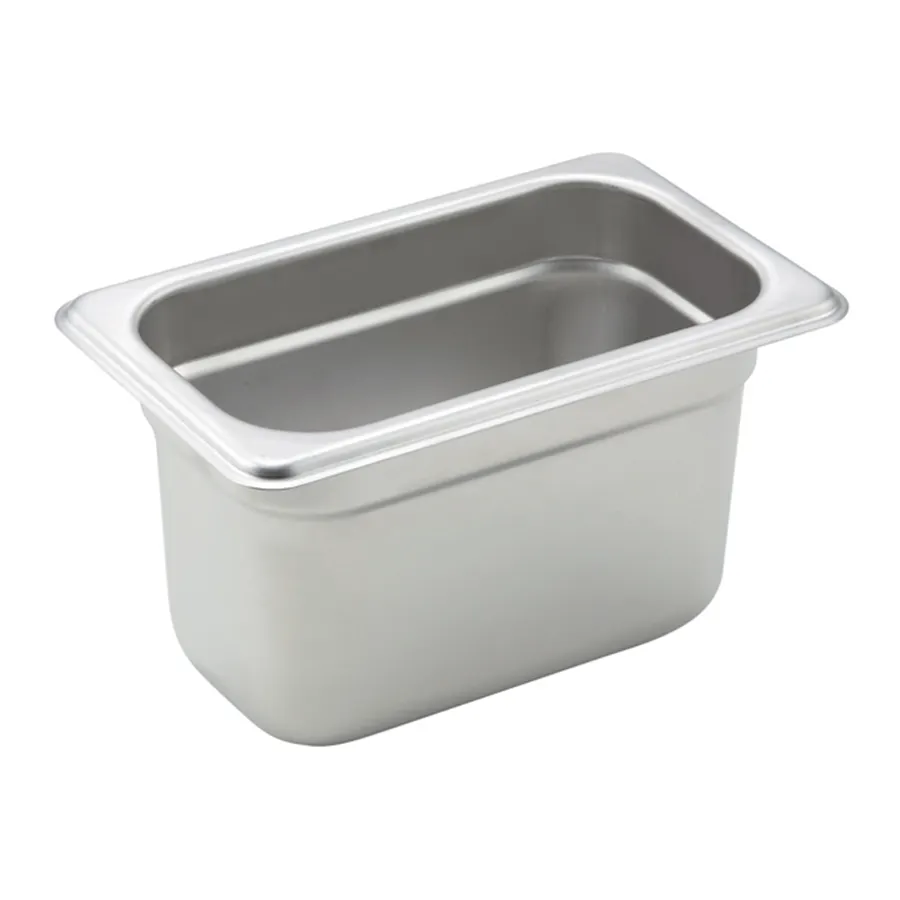 Winco SPJH-904  4" Deep 1/9 Size Standard Weight Anti-Jam Stainless Steel Steam Table Pan