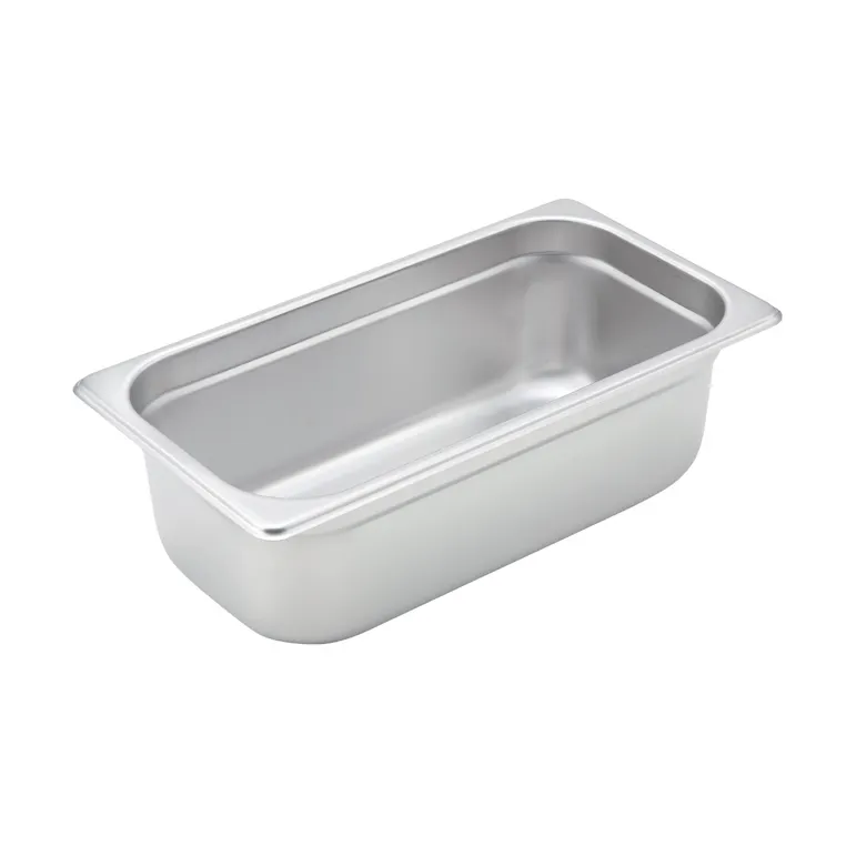 Winco SPJM-304  24 Gauge 4" 1/3 Size Solid Anti-Jam Steam Table Pan 