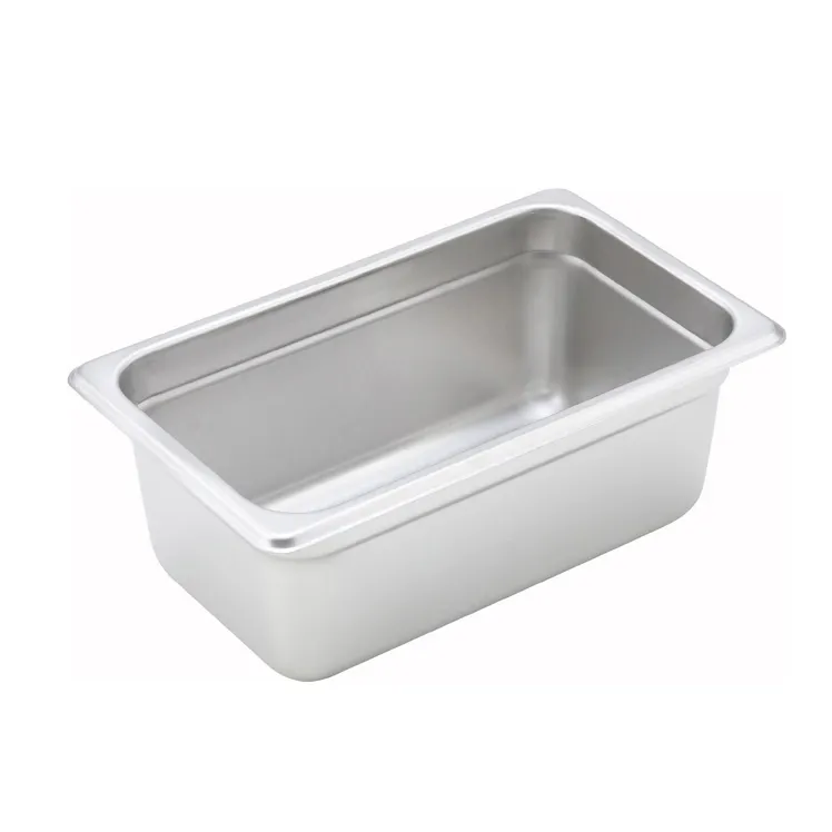 Winco SPJM-404 24 Gauge 4" 1/4 Size Solid Anti-Jam Steam Table Pan