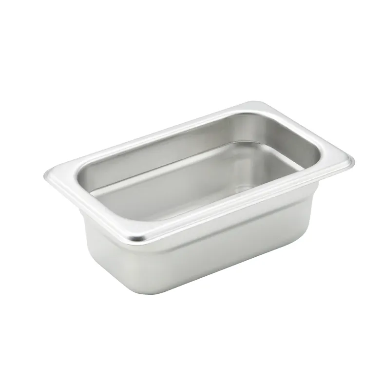 Winco SPJM-902 24 Gauge 2 1/2" 1/9 Size Solid Anti-Jam Steam Table Pan