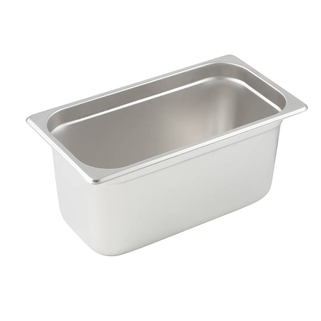 Winco SPJP-306 23 Gauge 6" 1/3 Size NSF Solid Anti-Jam Steam Table Pan 