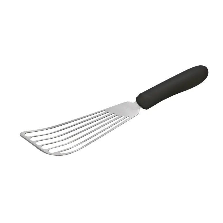 Winco TKP-60 6 3/4" Slotted Fish Spatula w/ Black Polypropylene Handle, Stainless Steel
