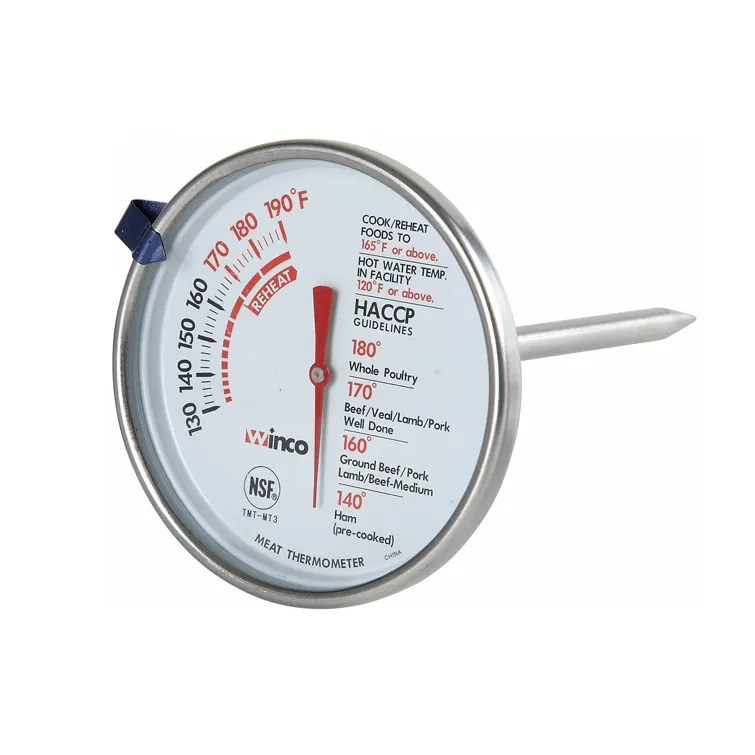 Winco TMT-MT3 5" Meat Thermometer, 3" Dia. Dial Face With Stem - 130° To 190° F