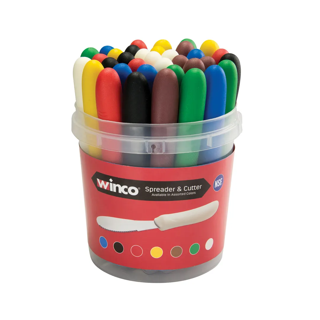Winco TWP-3135 Spreader 3-5/8" x 1-1/4" Stainless Steel Blade Satin Poly Handle Colors - 35/Pack