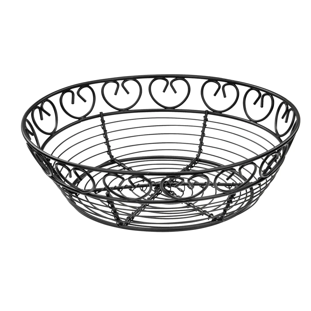 Winco WBKG-8R Round Black Wire Bread/Fruit Basket, 8" Dia. X 2-1/4"H