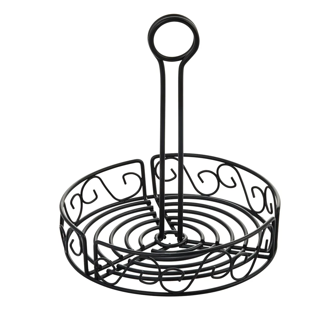 Winco WBKH-6R Condiment Caddy, 6-1/4" Dia. X 9"H, Round, Wire Construction