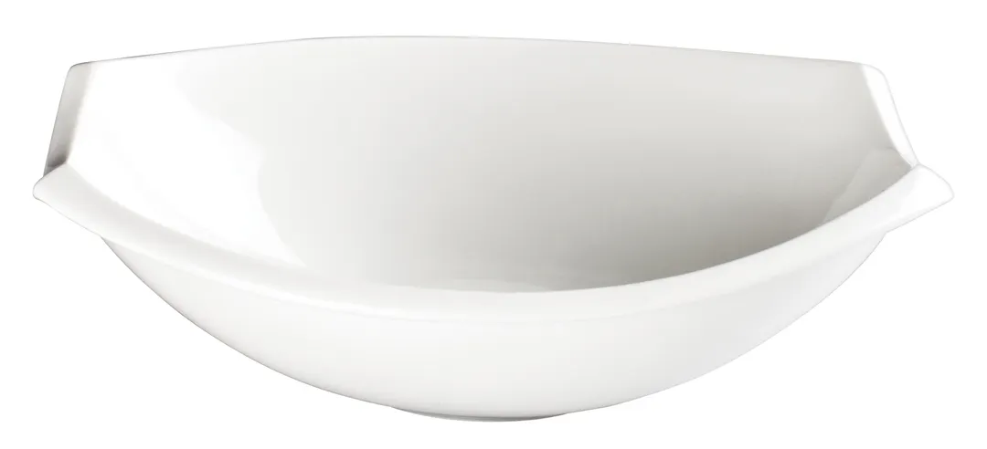 Winco WDP006-206 13" Oval Porcelain Bowl, 20 oz, White Bergomi Finish, Narrow Rim - 12/Case