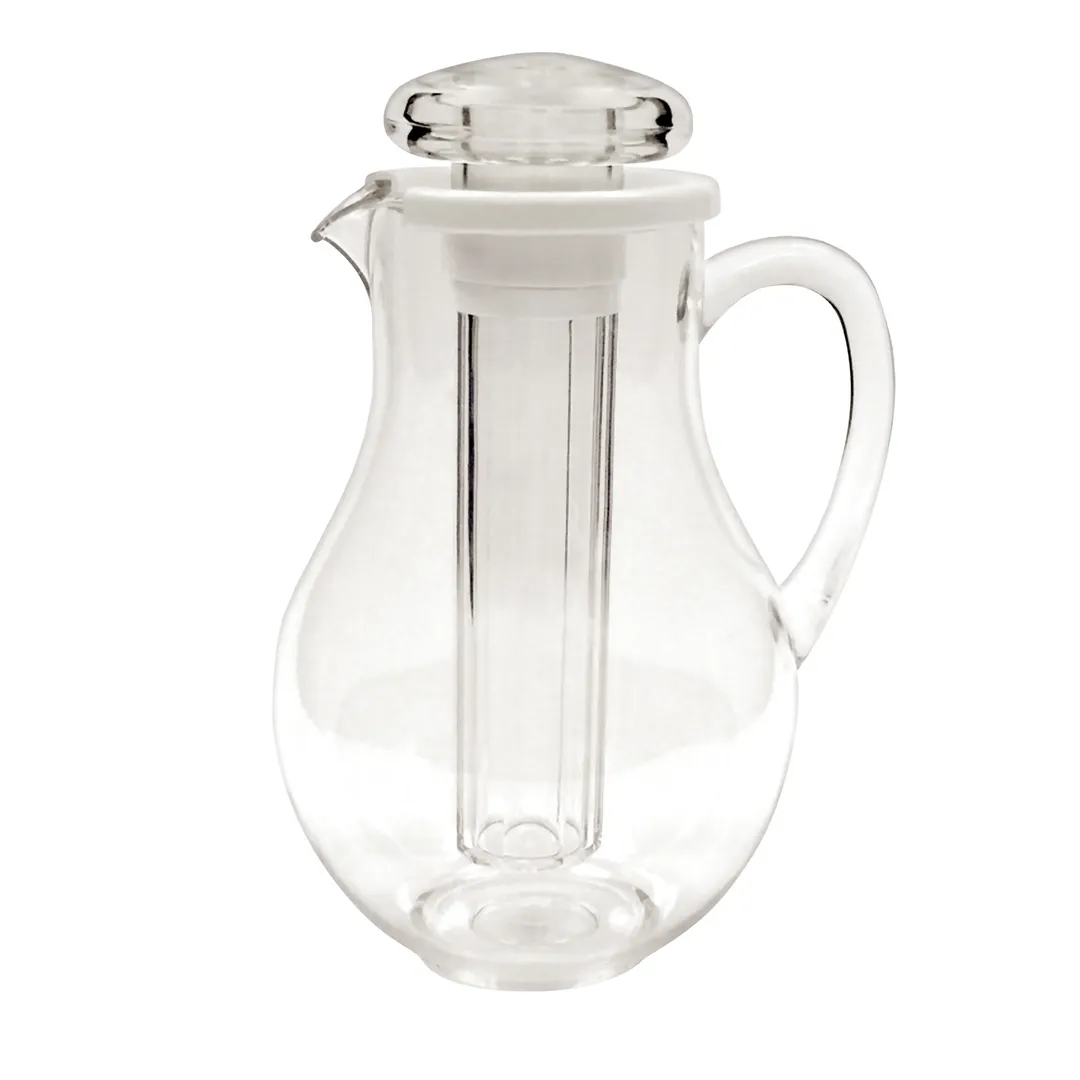 Winco WPIT-19 64 oz. (2 qt.) Clear Polycarbonate Pitcher with Ice Chamber, Handle