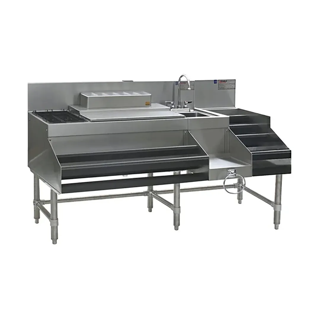 Eagle Group CCS-60-1 60" Blender Station Underbar Ice Bin/Cocktail Station w/ Long Liquor Display