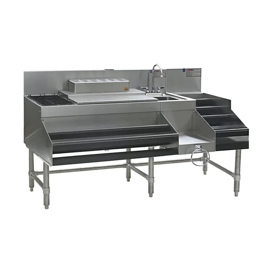 Eagle Group CCS-66-1 66" Blender Station Underbar Ice Bin/Cocktail Station w/Long Liquor Display