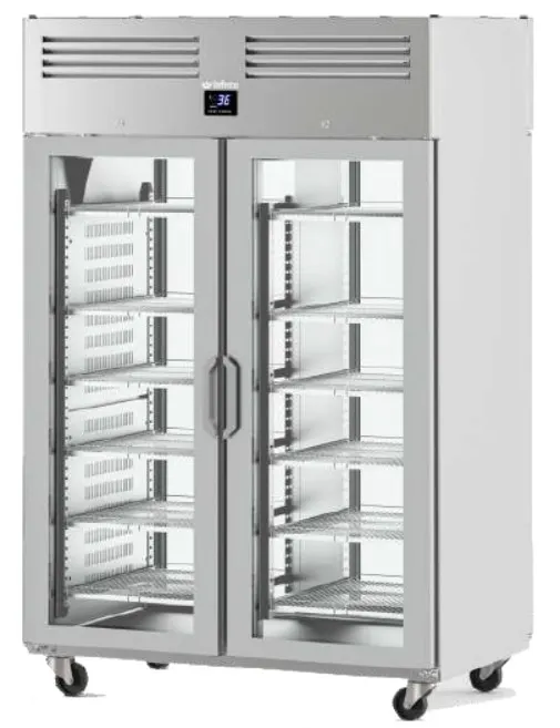 Infrico USA IRR-AGB1402PDCR 54" 2-Section Pass-Thru Refrigerator, 43 cu. ft., Glass Door, Top Mounted
