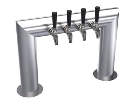 Krowne KPTU-4A Pass-Thru Beer Tower, 25" Air-Cooled Countertop, Stainless Steel, 2-Column, 4-Tap