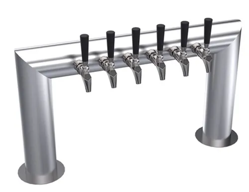 Krowne KPTU-6A Pass-Thru Beer Tower, 31" Countertop, 2-Column Stainless Steel, 6-Faucet, Air-Cooled