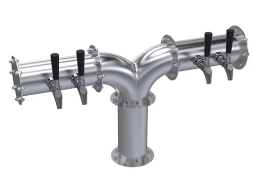 Krowne KPY-4A Pipe Y‑Tower, 30" Counter Draft Beer Dispensing, Steel Finish, Four Faucet Ports