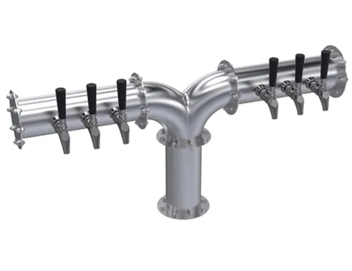 Krowne KPY-6A Pipe Y‑Tower, 36" Draft Beer Dispensing, Stainless Steel, Six‑Tap (4‑6) Single Column