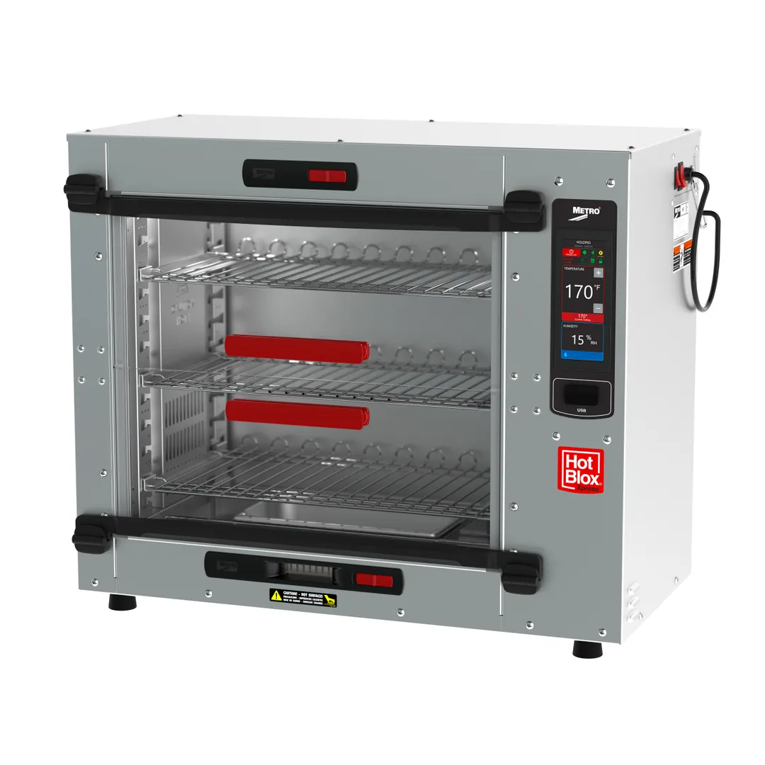 Metro HBCS6-T HotBlox Xpress S6 Countertop Holding Cabinet, 3-Shelf, Clear Flip Doors, Touchscreen, LED, 875W, 120V