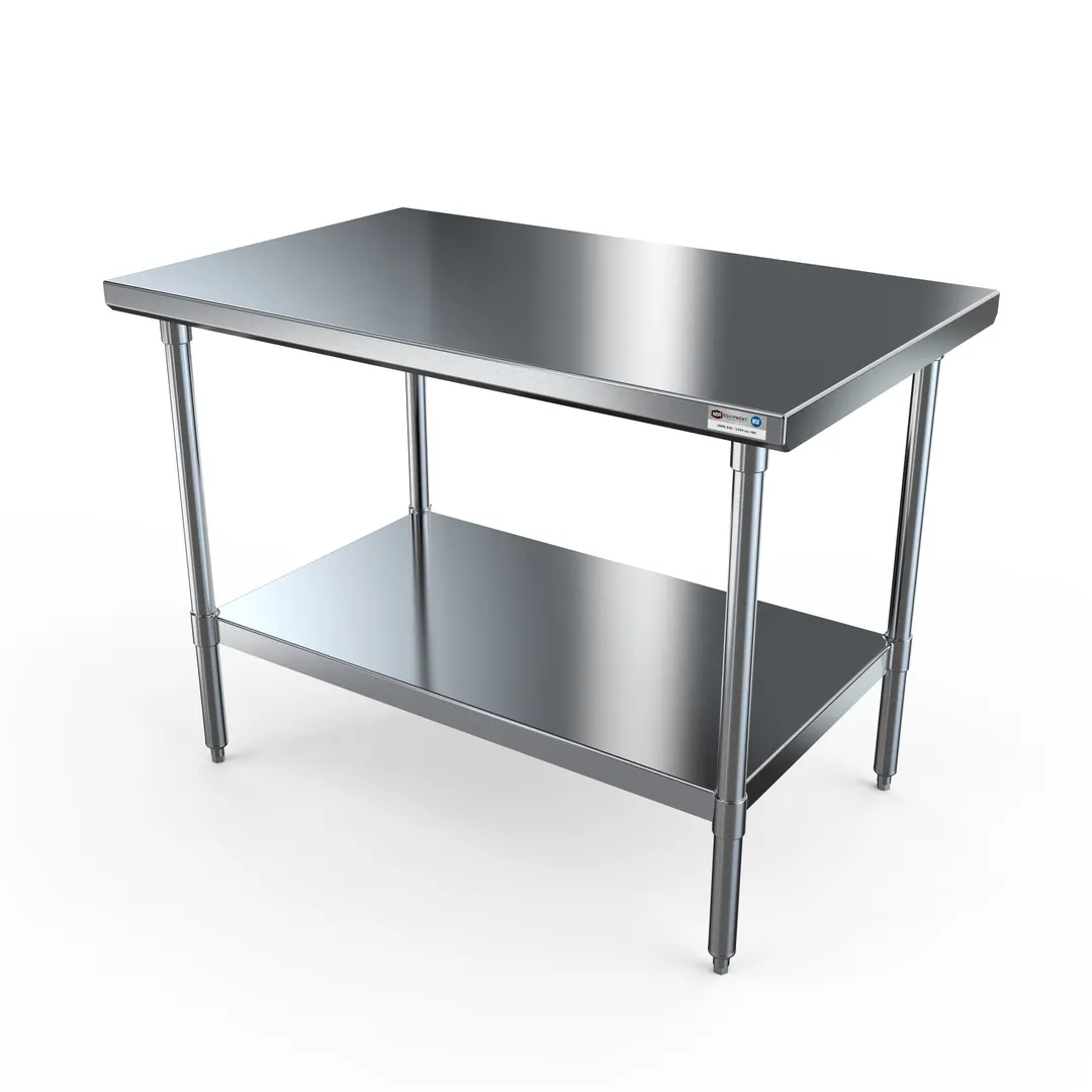 NBR Equipment TS-3618 36" Open Base Work Table with Undershelf - Without Backsplash / 18 Gauge Top