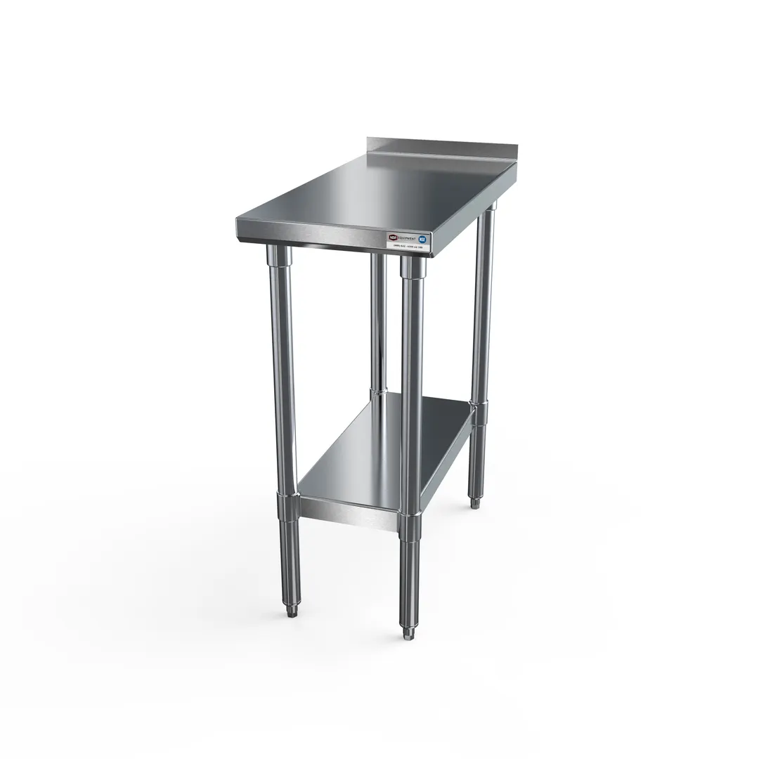 NBR Equipment TS-F2430 24" Open Base Work Table, Stainless Steel Base / 1-1/2" Backsplash / Upturn