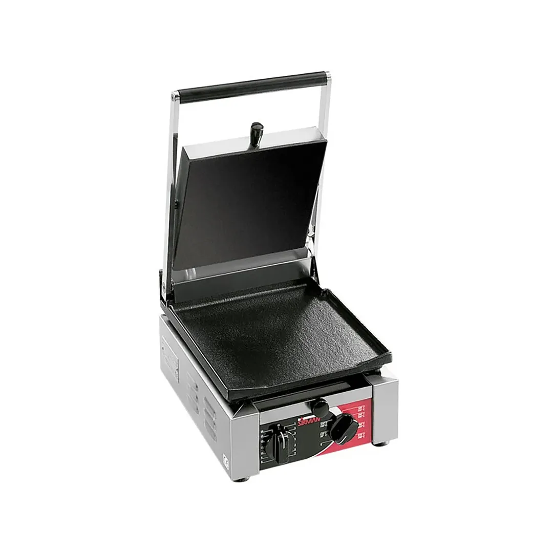 SIRMAN 34A1401105SI ELIO LL Single Panini Grill w/ Timer, 10" x 10" Smooth Plates, 120-220V