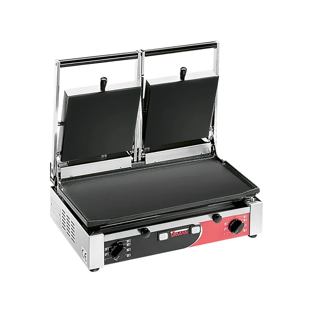 SIRMAN 34A3441105SI PD LL Double Panini Grill w/ Timer, 20" x 10" Smooth Plates, 220V