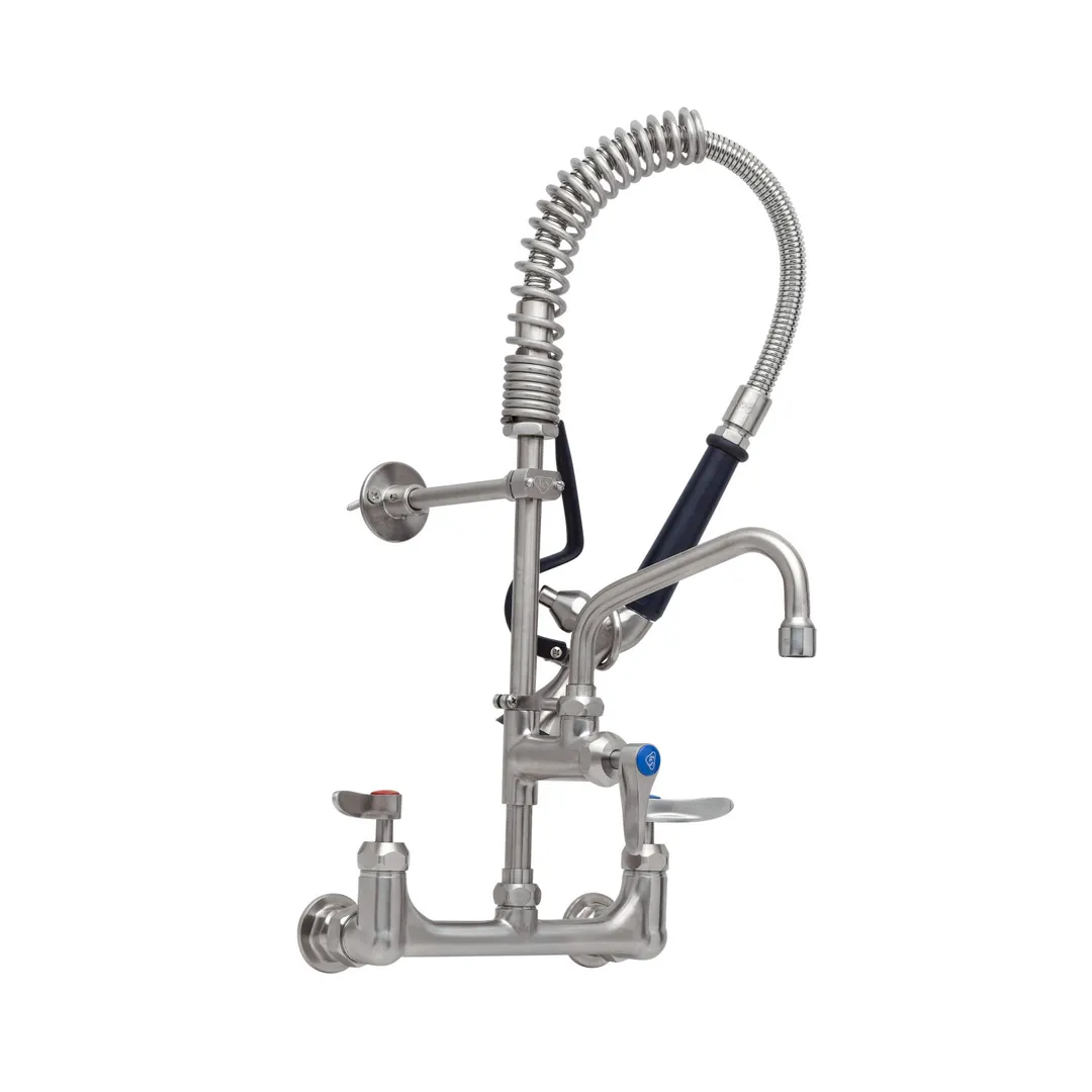 T&S Brass SMPF-8WLN-06-CR Mini Pre-Rinse Unit, 8" Wall Mount Mixing Faucet