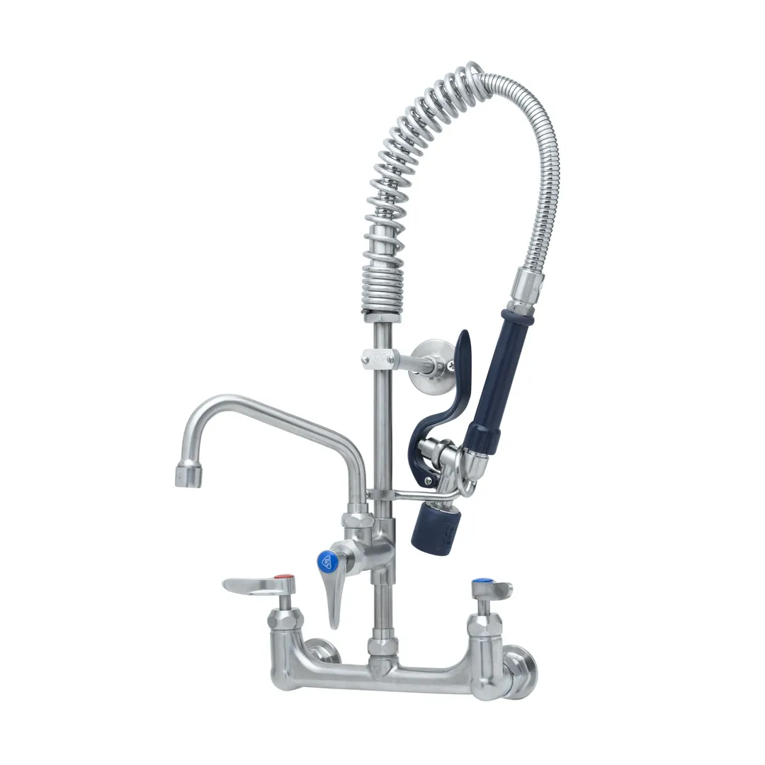 T&S Brass SMPM-8WLN-06-CR Mini Pre-Rinse Unit, 8" Wall Mount Mixing Faucet