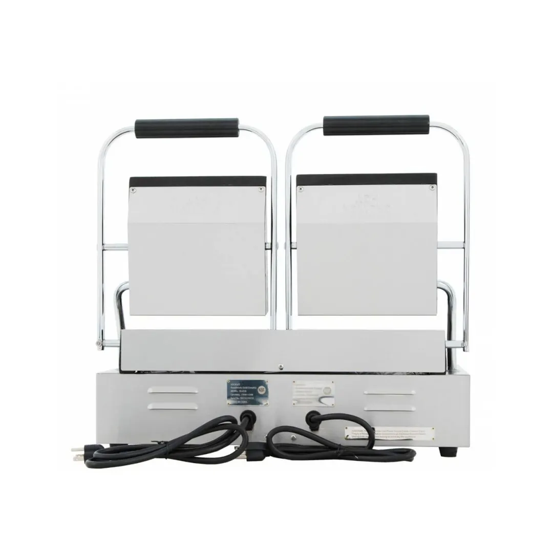Cookline PG-2 22" Double Sandwich Panini Grill w/ Cast Iron Non-Stick Grooved Plates, 120V