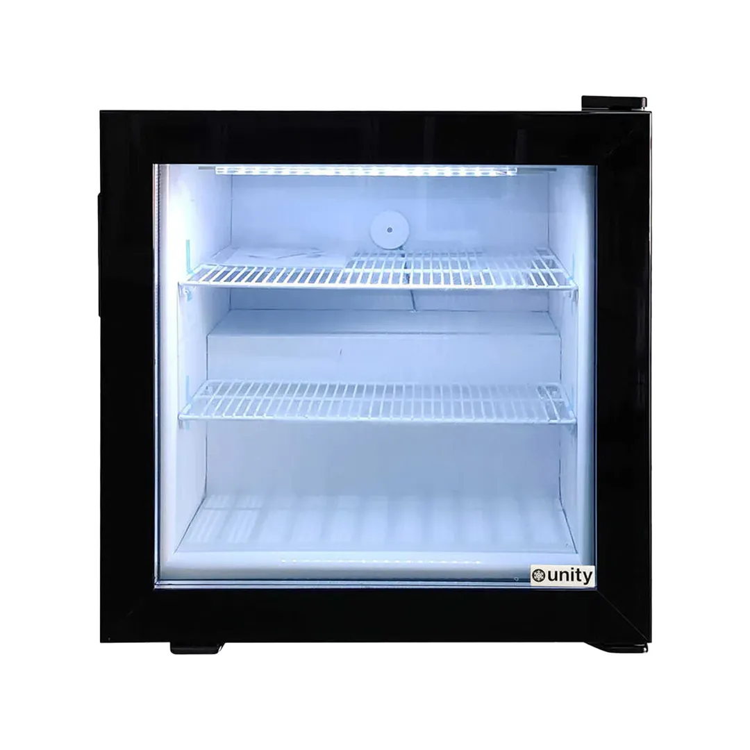 Unity U-CF2 Countertop Glass Door Freezer, 2 cu ft, Black Steel, LED, -13°F to 5°F, 115V 0.155kW