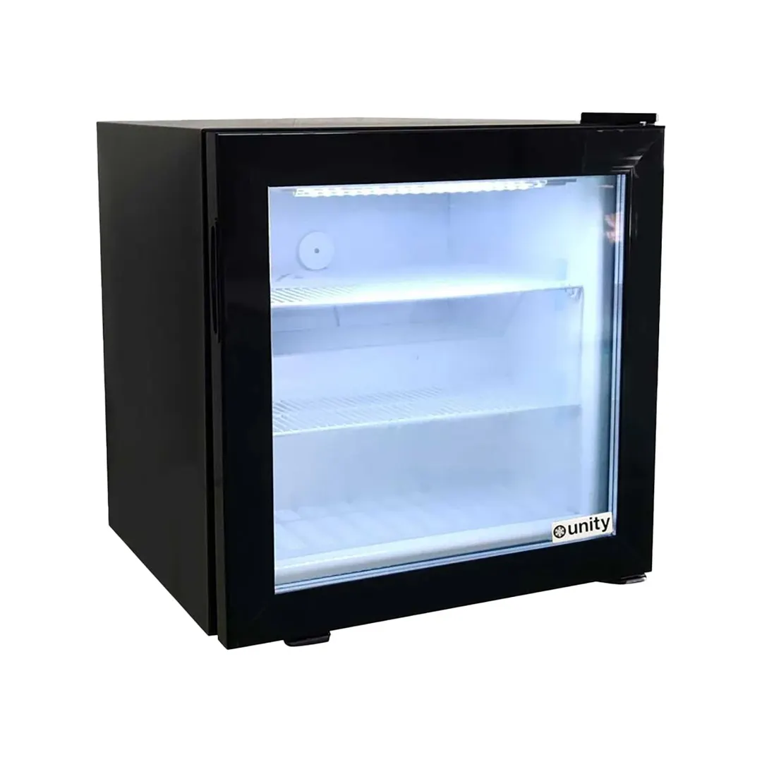 Unity U-CF2 Countertop Glass Door Freezer, 2 cu ft, Black Steel, LED, -13°F to 5°F, 115V 0.155kW