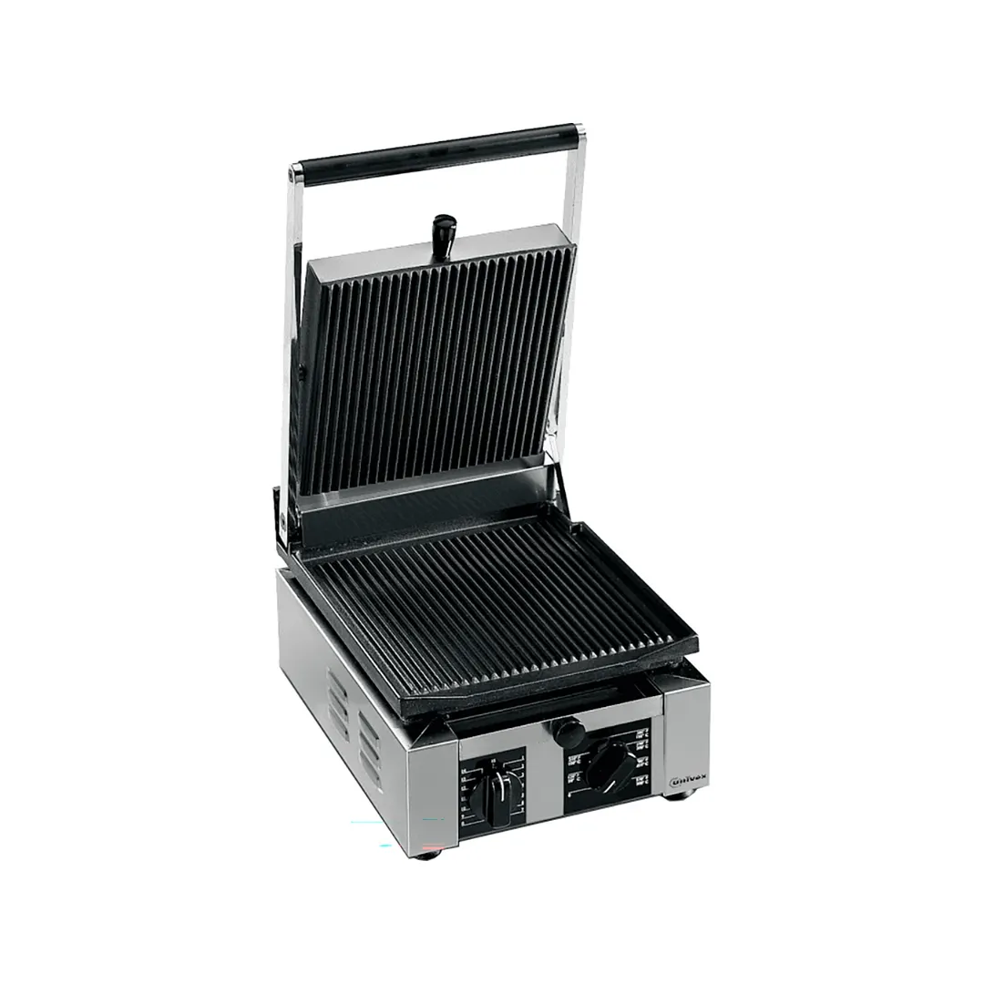 Univex PPRESS1R Single Cast Iron Panini Press w/ 10" x 10" Grooved Plates, 120V