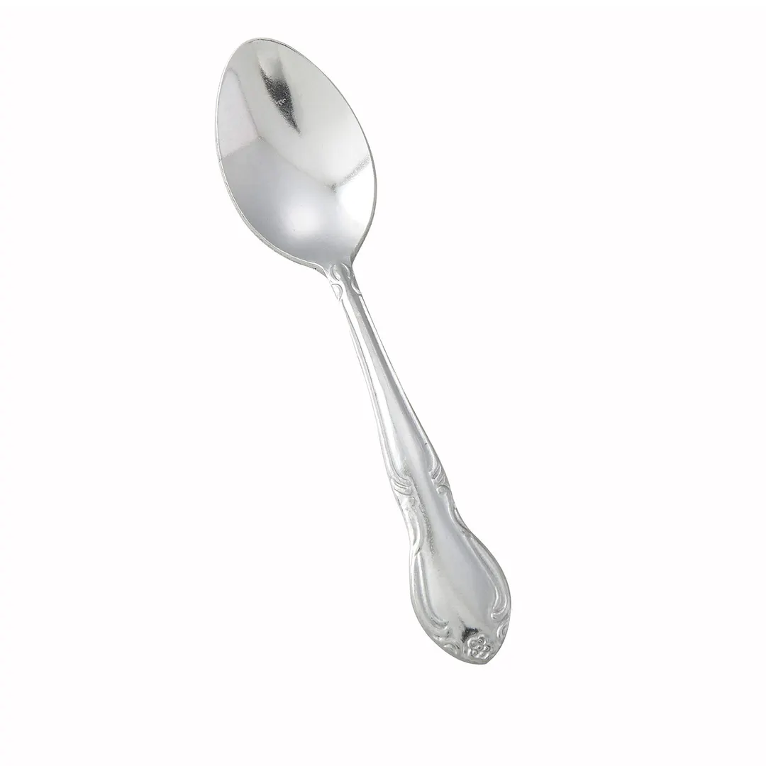 Winco 0004-09 Demitasse Spoon, 4-1/2" Heavy 18/0 Stainless Steel, Vibro Finish, Elegance - 1 Dozen