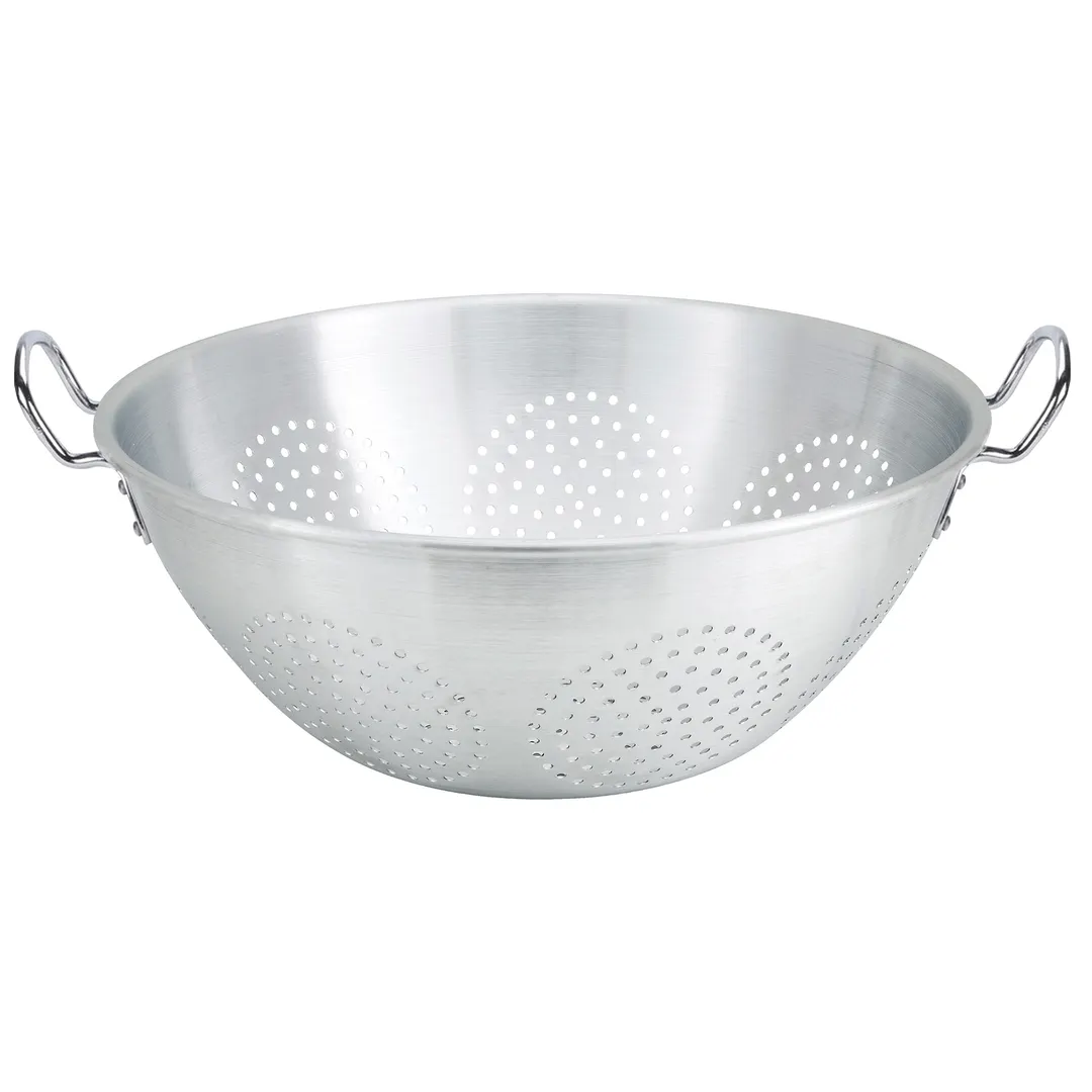 Winco ALO-16H 16.13" x 8" 16 Qt. Aluminum Colander with Handles
