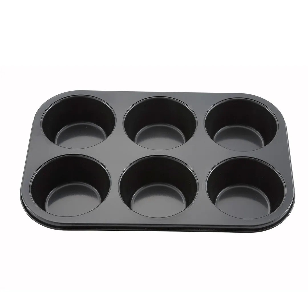 Winco AMF-6NS 6 Cup Carbon Steel Non-Stick Jumbo Muffin Pan, 13"L x 8-1/2"W pan / PFOA-free