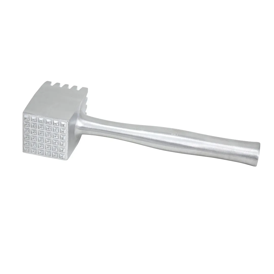 Winco AMT-4 2-Sided Heavy Aluminum Meat Tenderizer, 12-3/4" OAL, 4-1/4" x 2-3/4" Square Head, Manual, Aluminum Handle