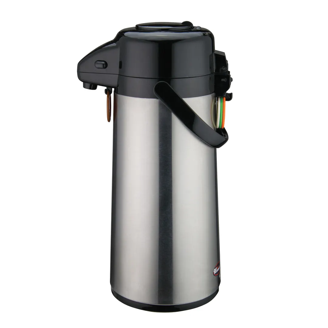 Winco AP-522 2.2 Liter Glass Lined Stainless Steel Airpot with Push Button