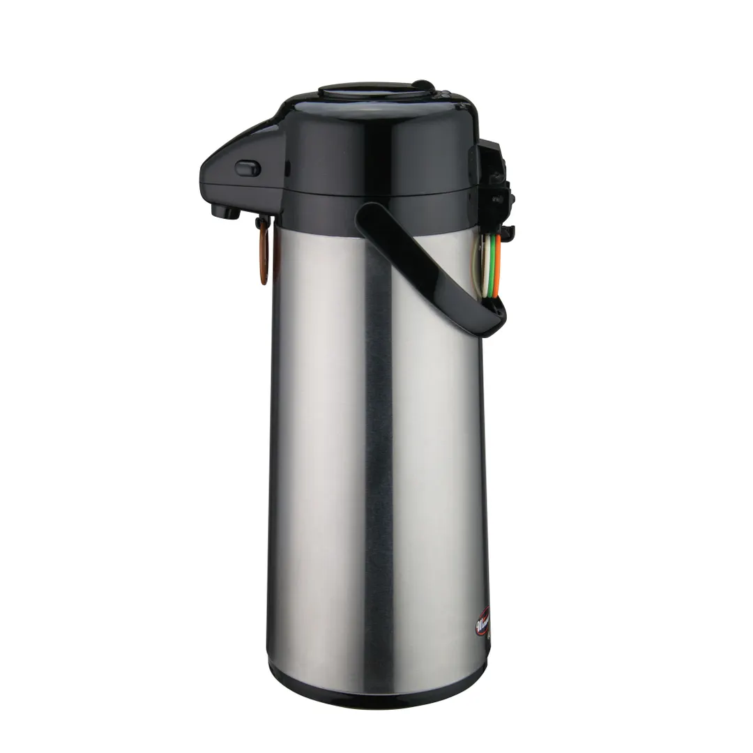 Winco AP-525 2.5 Liter Glass Lined Stainless Steel Airpot with Push Button