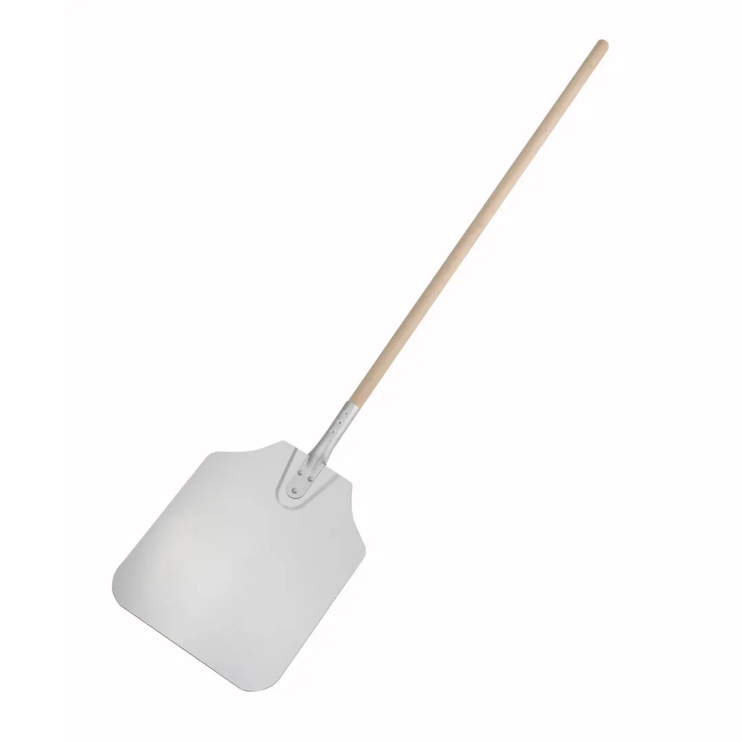Winco APP-52 52" Aluminum 52" Pizza Peel with Wood Handle - 12" × 14" Blade